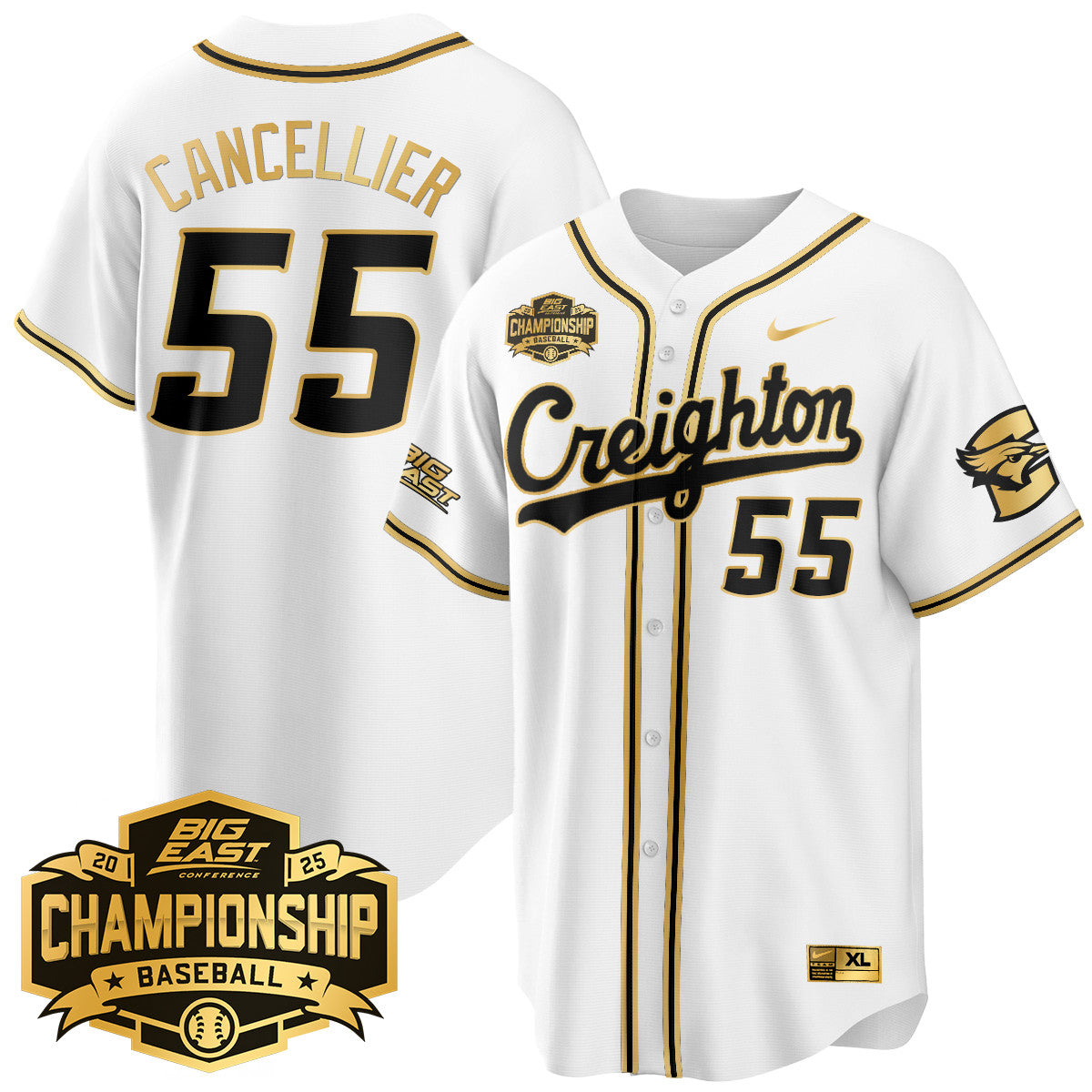 Men's Creighton Baseball 2025 Big East Baseball Tournament Champions Jersey - All Stitched