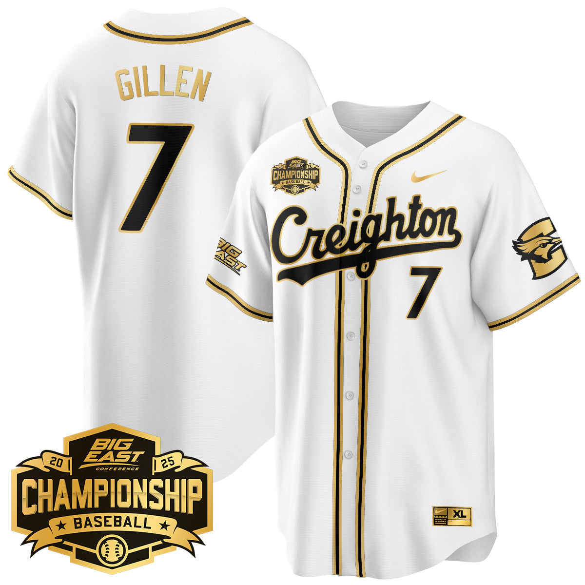 Men's Creighton Baseball 2025 Big East Baseball Tournament Champions Jersey - All Stitched
