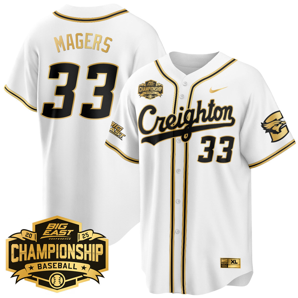 Men's Creighton Baseball 2025 Big East Baseball Tournament Champions Jersey - All Stitched