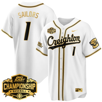Men's Creighton Baseball 2025 Big East Baseball Tournament Champions Jersey - All Stitched