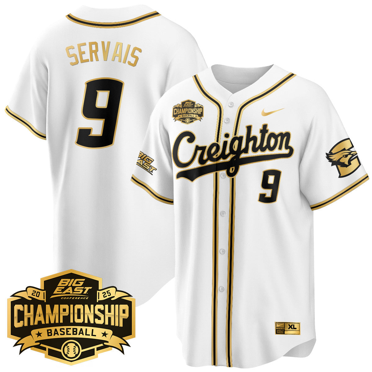 Men's Creighton Baseball 2025 Big East Baseball Tournament Champions Jersey - All Stitched