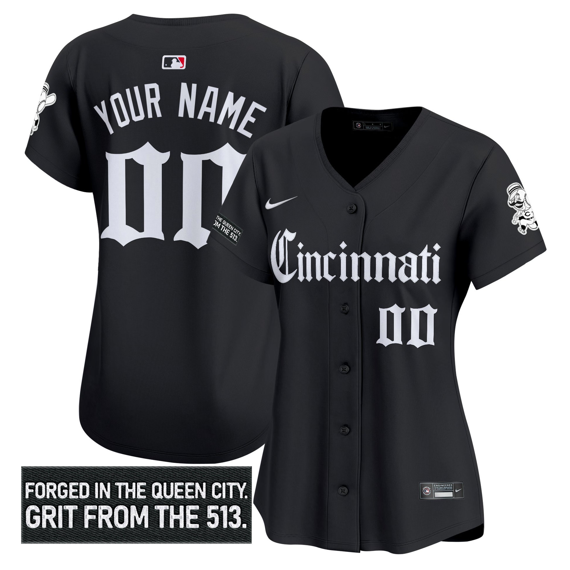 Cincinnati Reds 'Gothic Queen City Edition' Vapor Premier Limited Custom Jersey - All Stitched