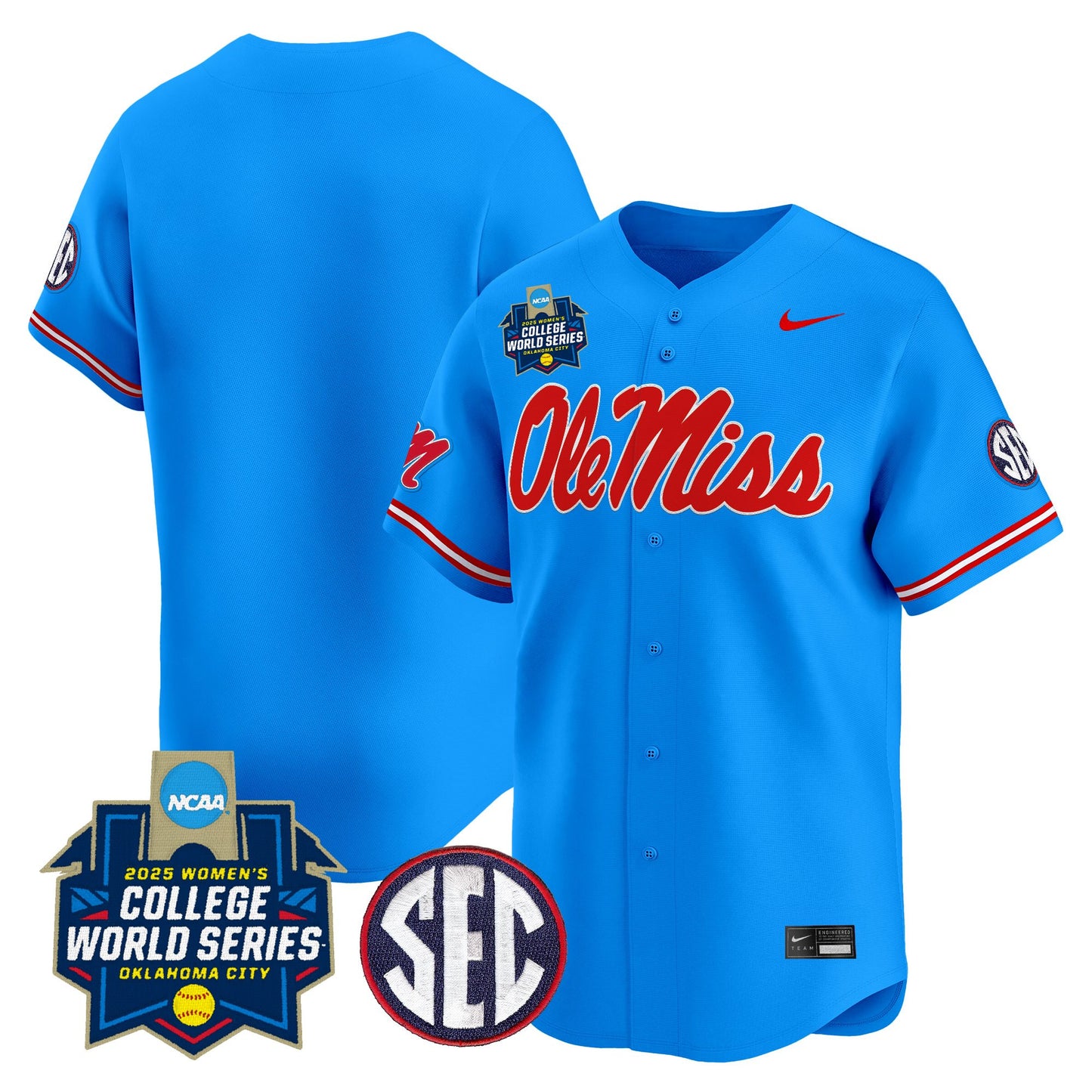 Men's Size - Ole Miss Rebels Softball 2025 World Series (WCWS) Vapor Premier Limited Jersey - All Stitched