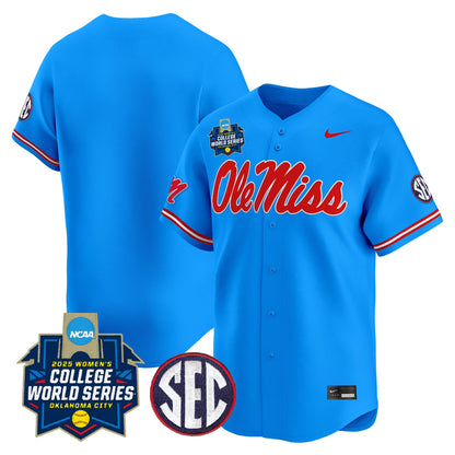 Men's Size - Ole Miss Rebels Softball 2025 World Series (WCWS) Vapor Premier Limited Jersey - All Stitched