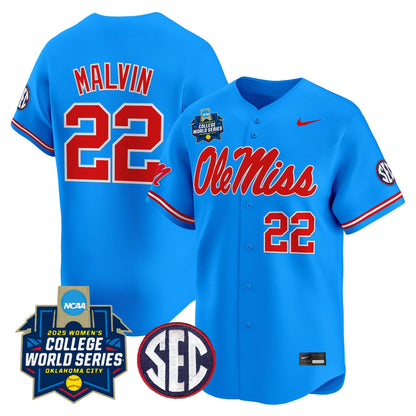 Men's Size - Ole Miss Rebels Softball 2025 World Series (WCWS) Vapor Premier Limited Jersey - All Stitched