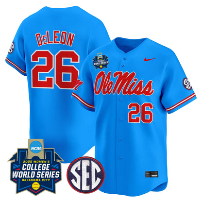 Men's Size - Ole Miss Rebels Softball 2025 World Series (WCWS) Vapor Premier Limited Jersey - All Stitched