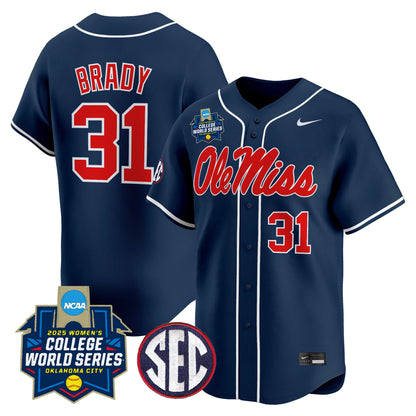 Men's Size - Ole Miss Rebels Softball 2025 World Series (WCWS) Vapor Premier Limited Jersey - All Stitched