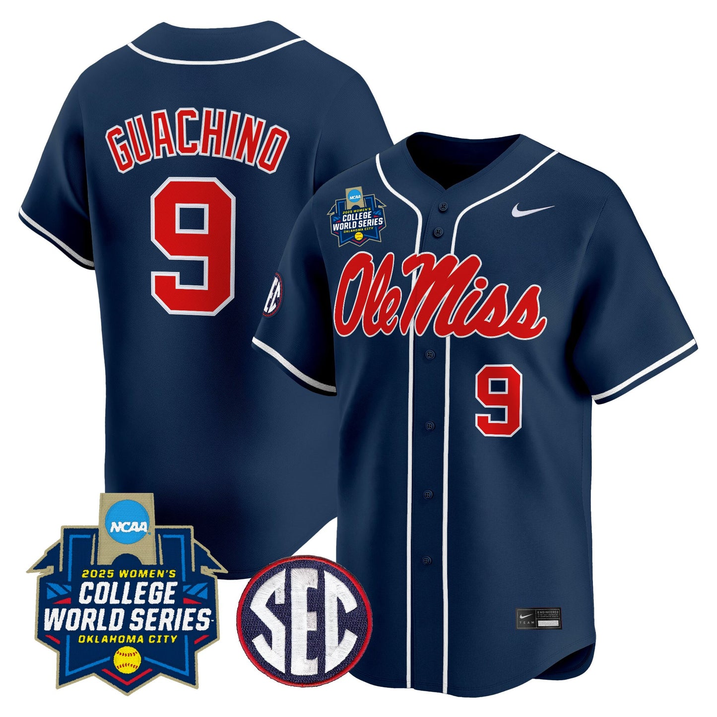 Men's Size - Ole Miss Rebels Softball 2025 World Series (WCWS) Vapor Premier Limited Jersey - All Stitched