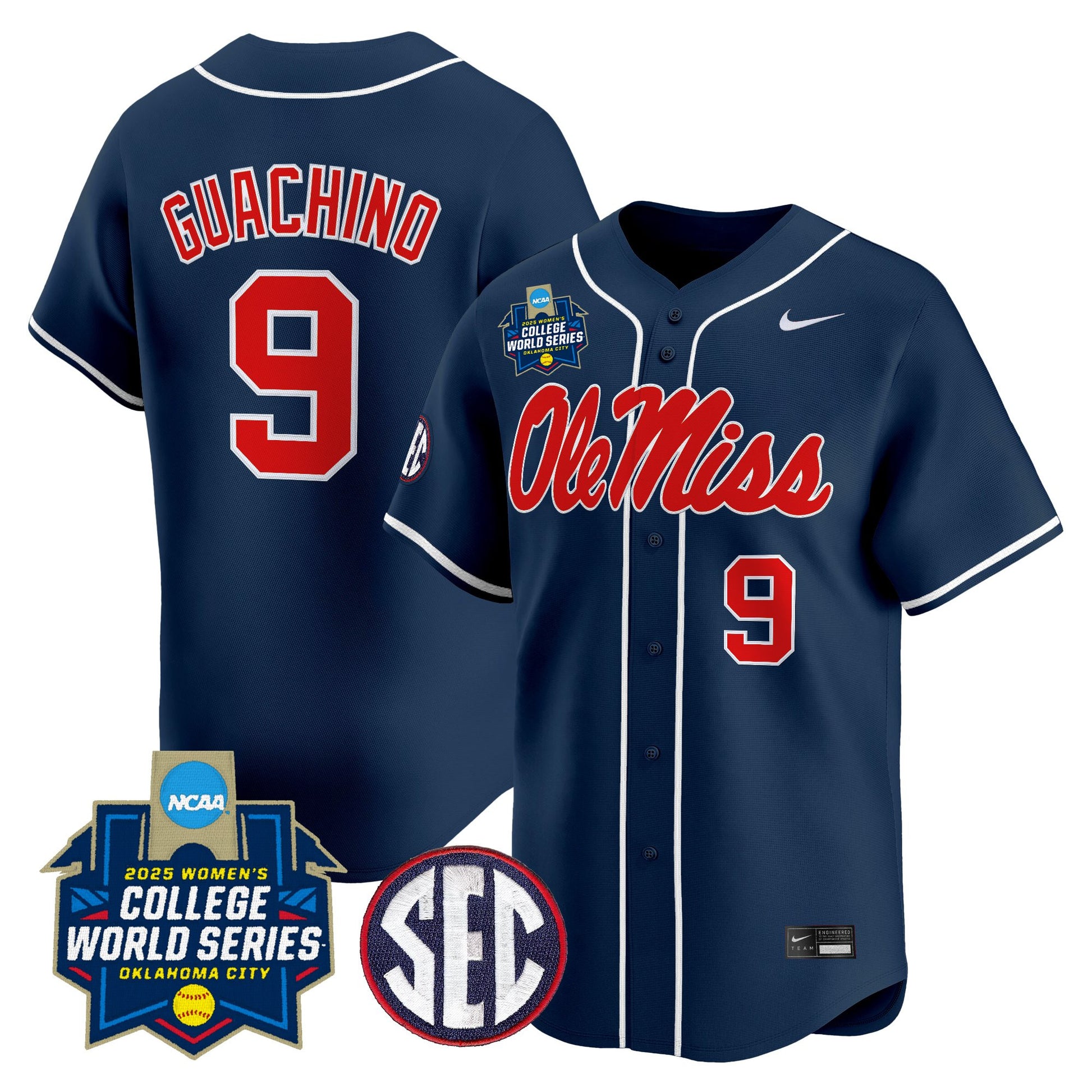 Men's Size - Ole Miss Rebels Softball 2025 World Series (WCWS) Vapor Premier Limited Jersey - All Stitched