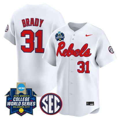 Men's Size - Ole Miss Rebels Softball 2025 World Series (WCWS) Vapor Premier Limited Jersey - All Stitched
