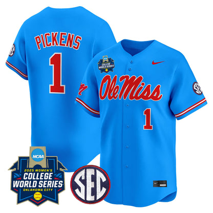 Men's Size - Ole Miss Rebels Softball 2025 World Series (WCWS) Vapor Premier Limited Jersey - All Stitched