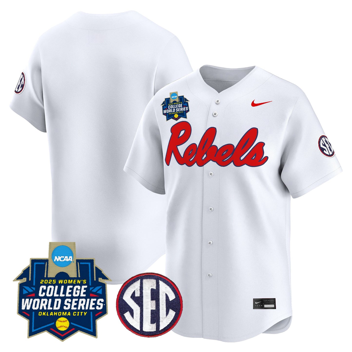 Men's Size - Ole Miss Rebels Softball 2025 World Series (WCWS) Vapor Premier Limited Jersey - All Stitched