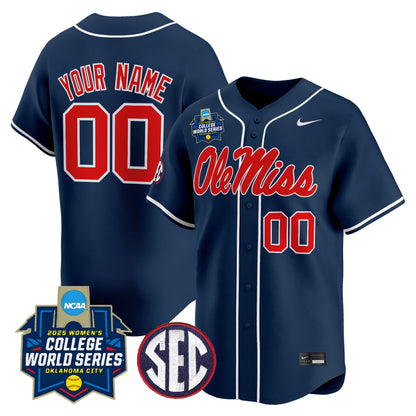 Ole Miss Rebels Softball 2025 World Series (WCWS) Vapor Premier Limited Custom Jersey - All Stitched