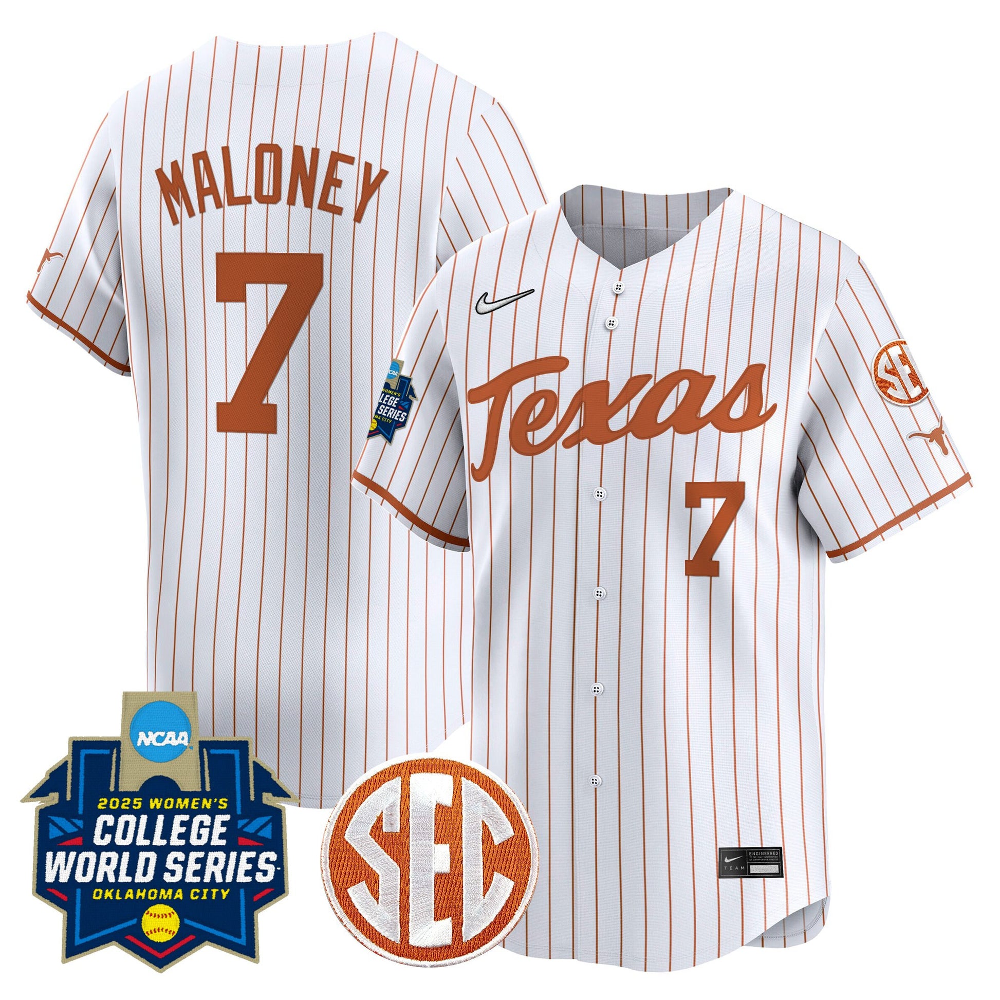 Men's size - Texas Longhorns Softball 2025 World Series (WCWS) Vapor Premier Limited Jersey - All Stitched