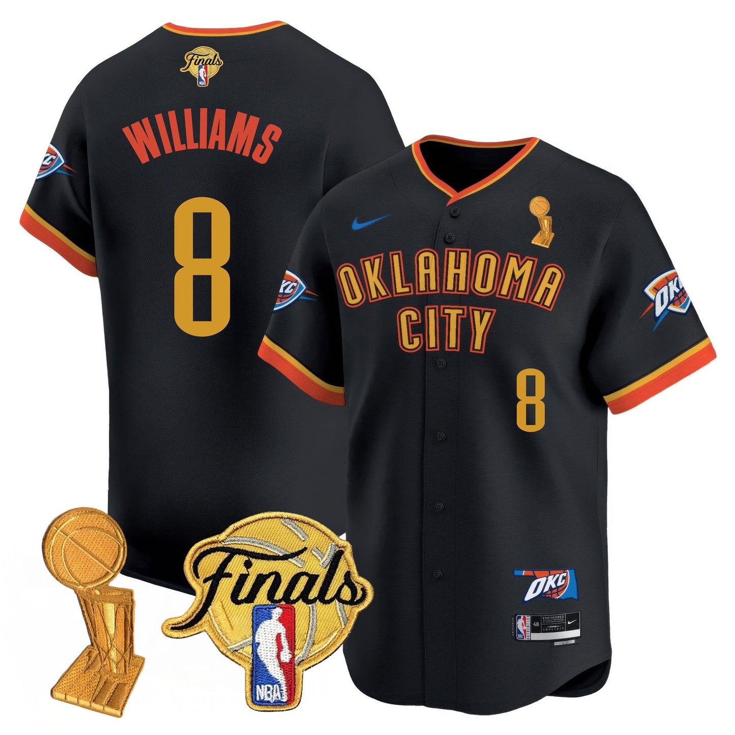 Men's Oklahoma City Thunder Baseball Jersey - Final Patch - All Stitched