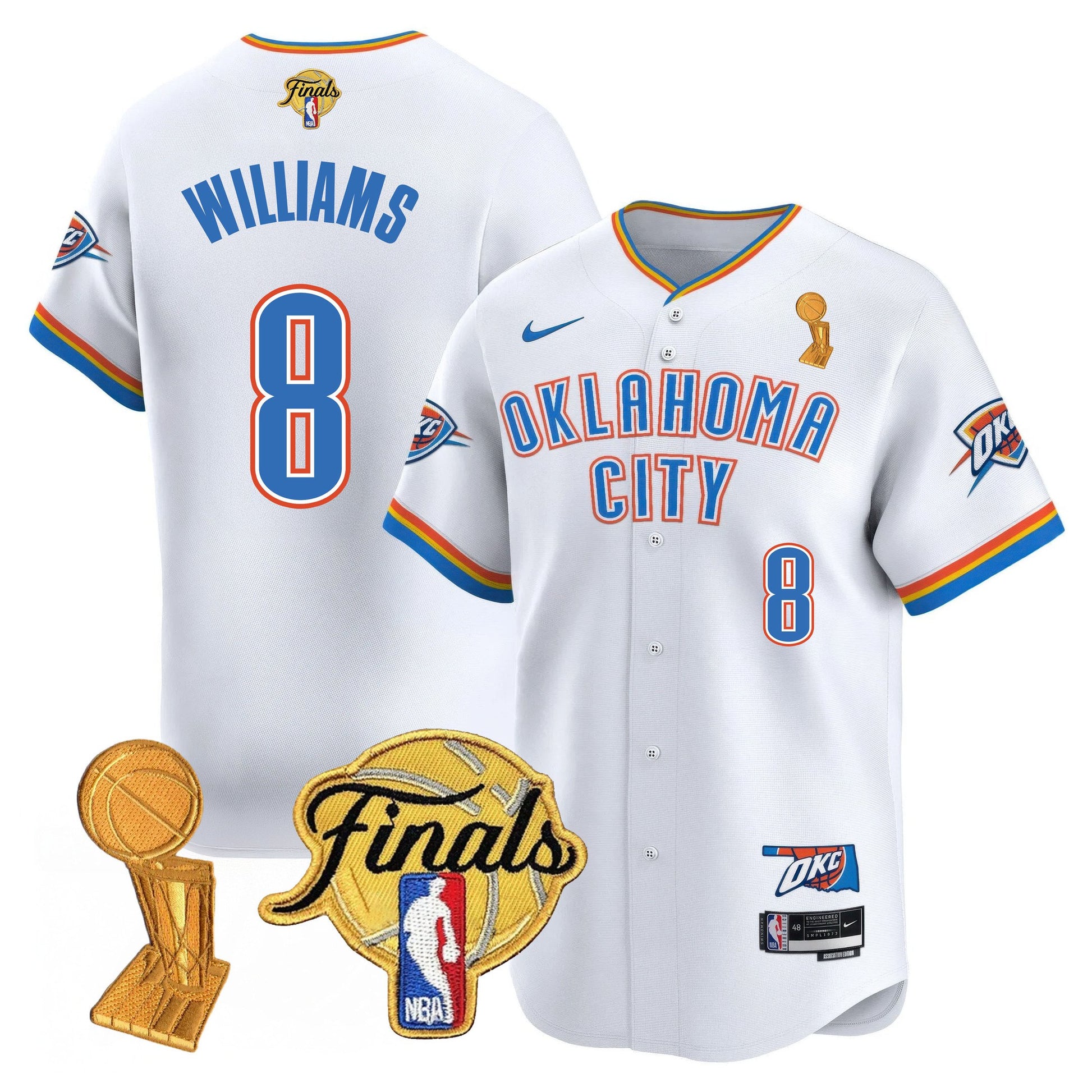 Men's Oklahoma City Thunder Baseball Jersey - Final Patch - All Stitched