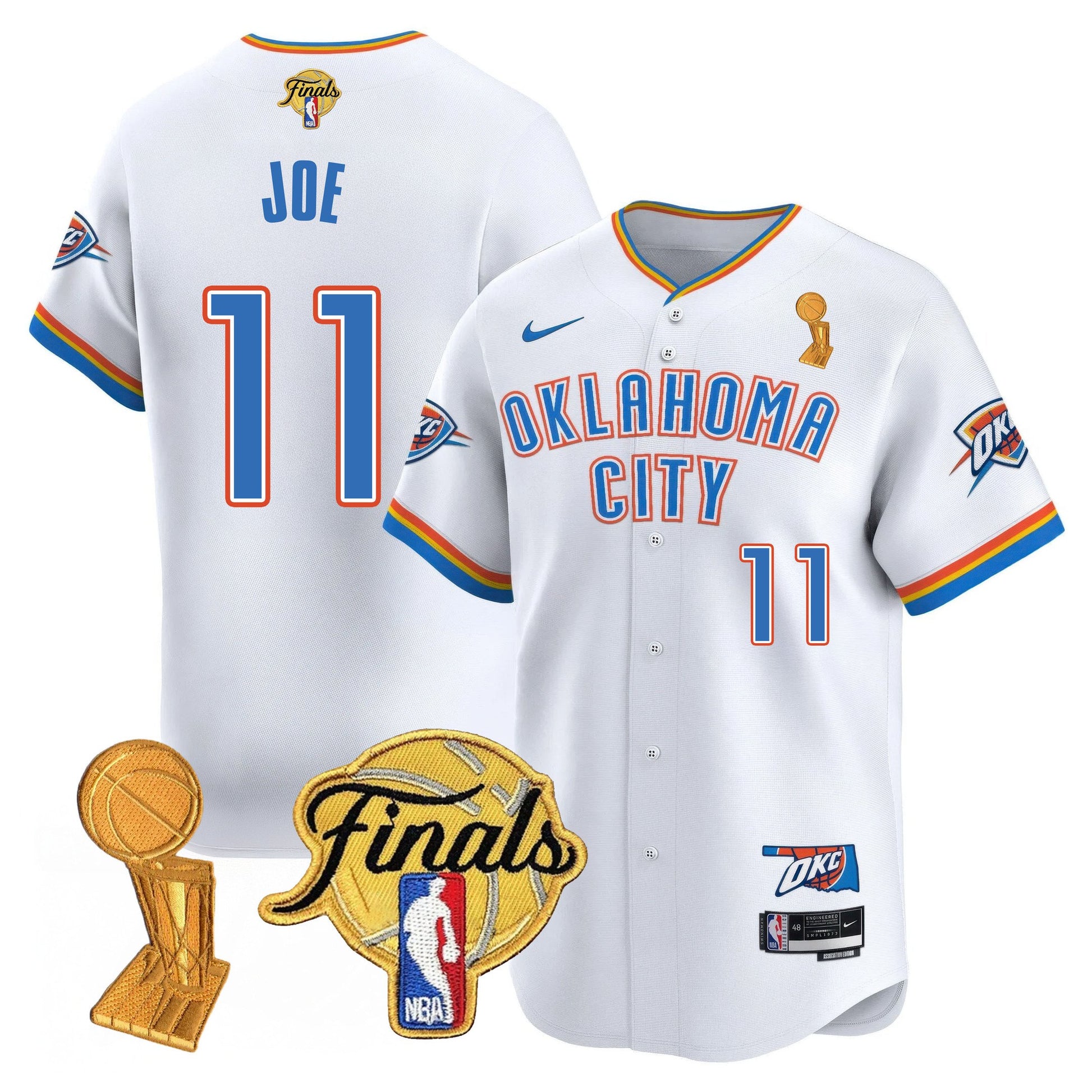 Men's Oklahoma City Thunder Baseball Jersey - Final Patch - All Stitched