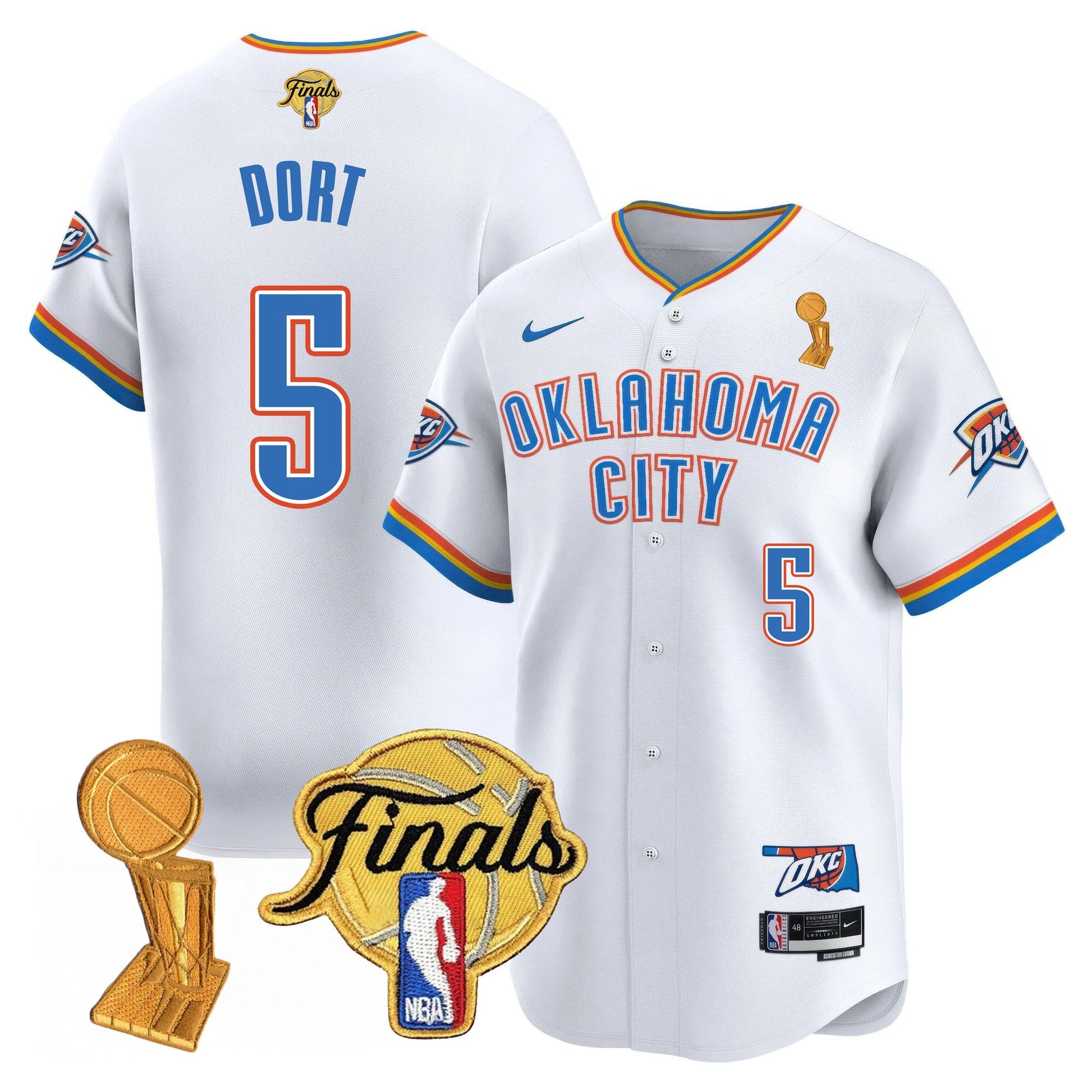 Men's Oklahoma City Thunder Baseball Jersey - Final Patch - All Stitched