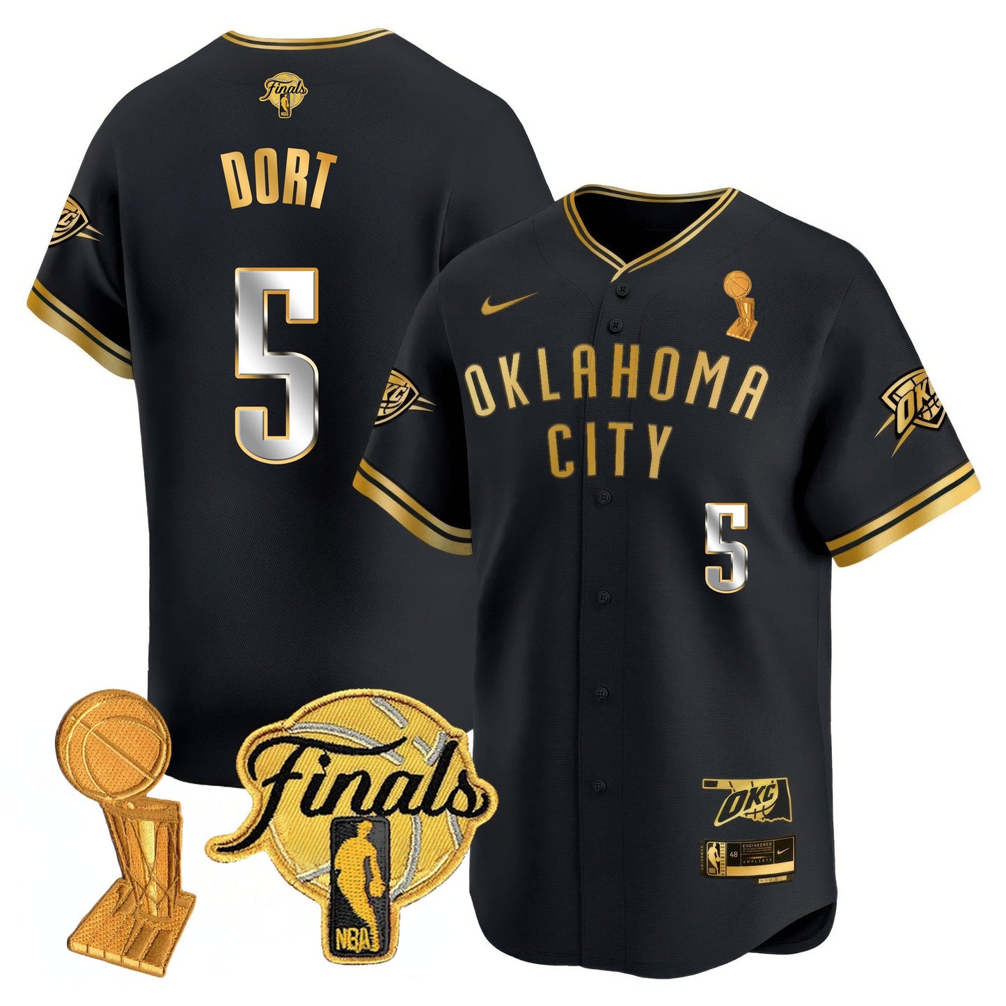 Men's Oklahoma City Thunder Baseball Jersey - Final Patch - All Stitched