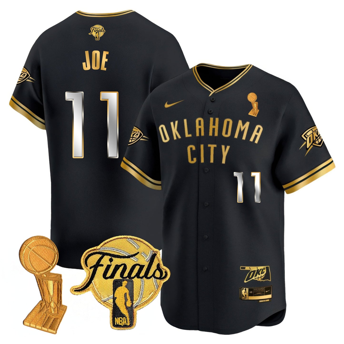 Men's Oklahoma City Thunder Baseball Jersey - Final Patch - All Stitched