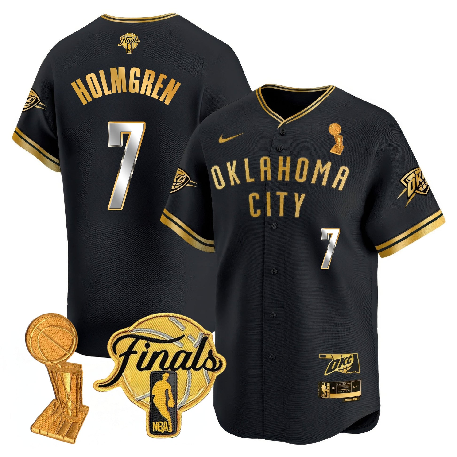 Men's Oklahoma City Thunder Baseball Jersey - Final Patch - All Stitched