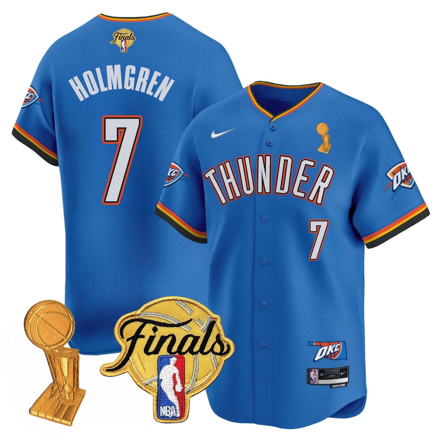 Men's Oklahoma City Thunder Baseball Jersey - Final Patch - All Stitched