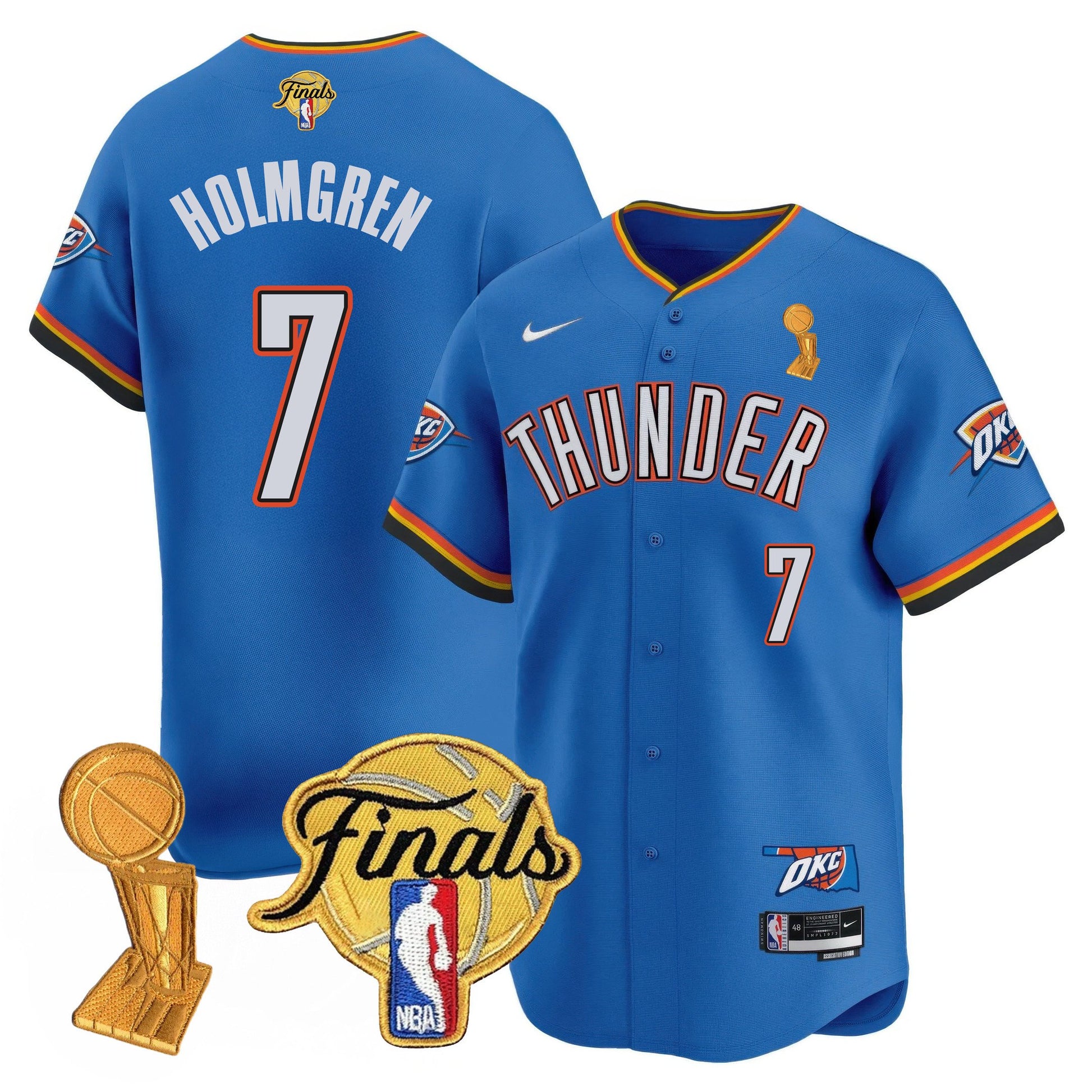 Men's Oklahoma City Thunder Baseball Jersey - Final Patch - All Stitched