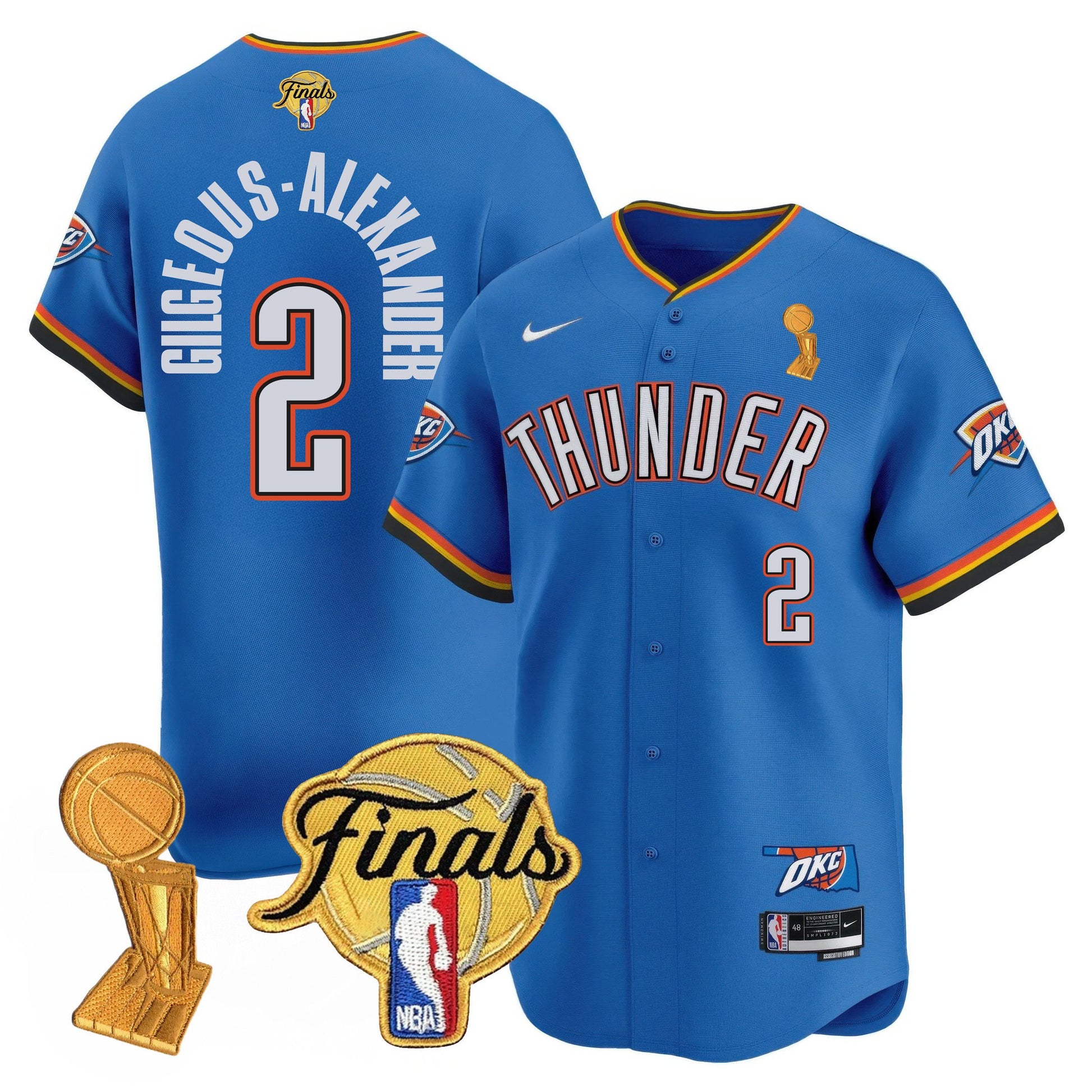 Men's Oklahoma City Thunder Baseball Jersey - Final Patch - All Stitched