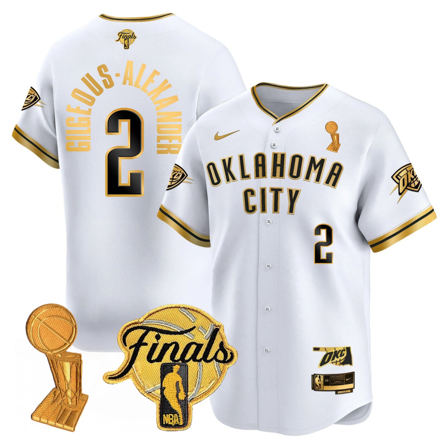 Men's Oklahoma City Thunder Baseball Jersey - Final Patch - All Stitched