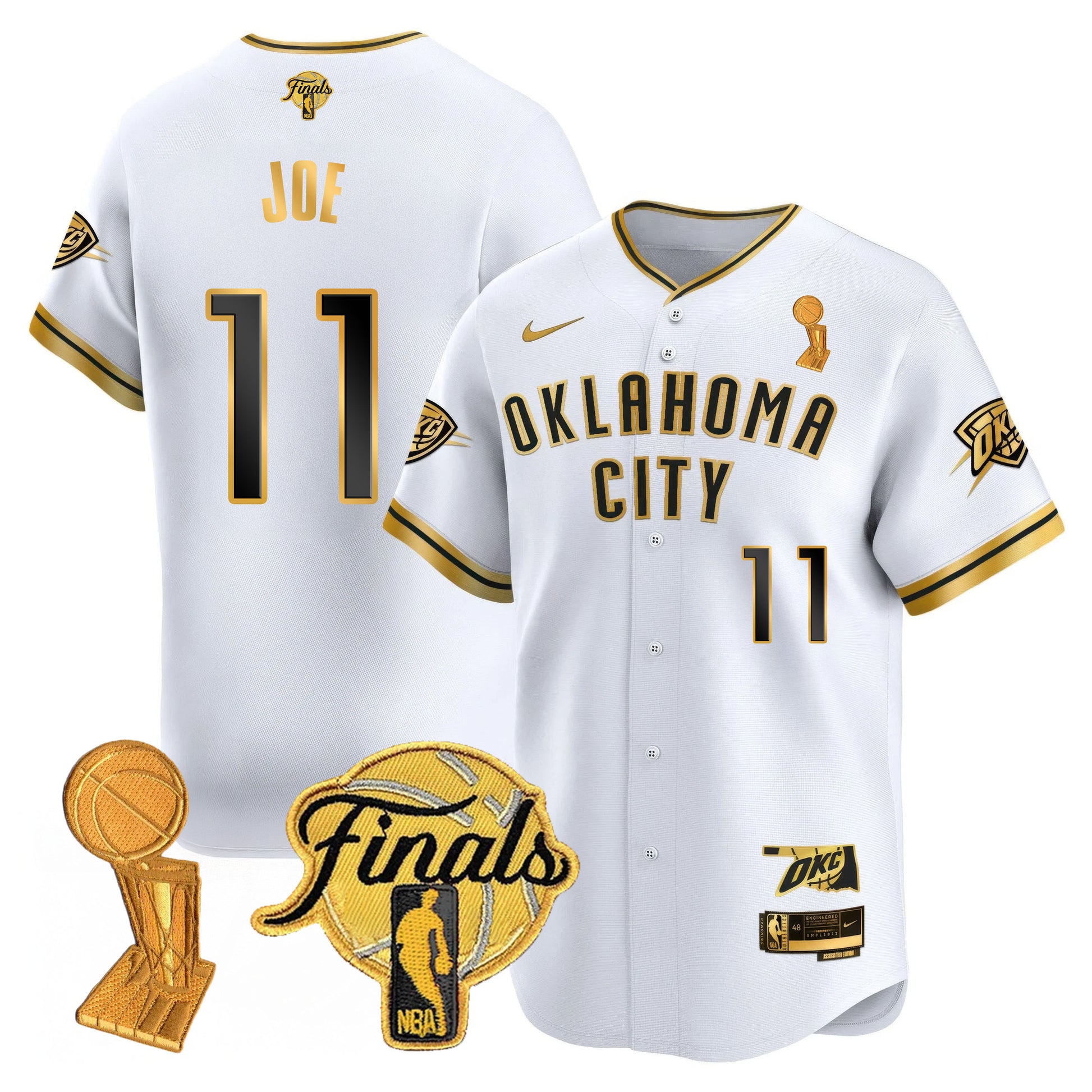 Men's Oklahoma City Thunder Baseball Jersey - Final Patch - All Stitched