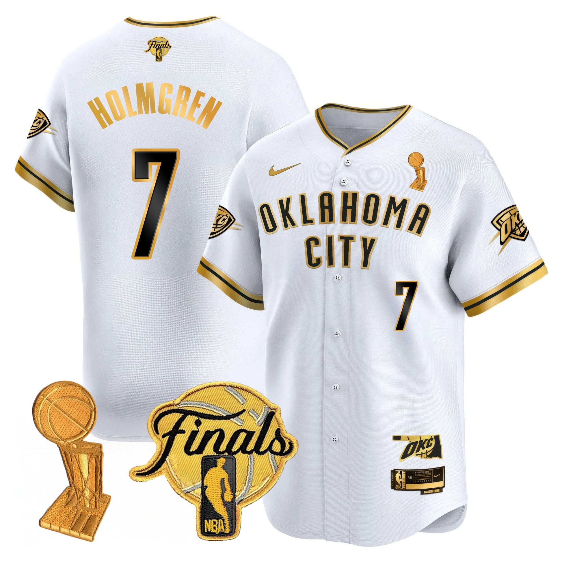 Men's Oklahoma City Thunder Baseball Jersey - Final Patch - All Stitched