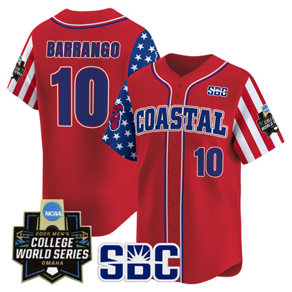 Men's Coastal Carolina Chanticleers 2025 Independence Day Vapor Premier Limited Jersey - World Series Patch - All Stitched