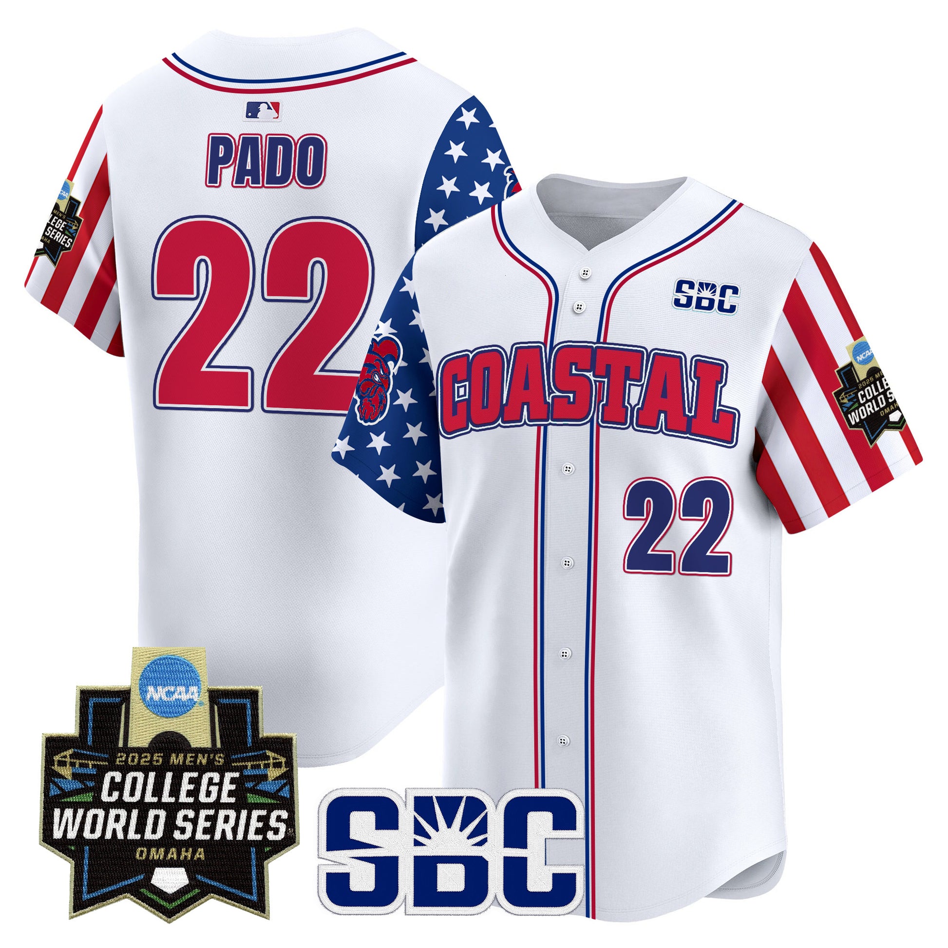 Men's Coastal Carolina Chanticleers 2025 Independence Day Vapor Premier Limited Jersey - World Series Patch - All Stitched