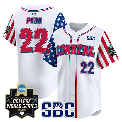 Men's Coastal Carolina Chanticleers 2025 Independence Day Vapor Premier Limited Jersey - World Series Patch - All Stitched