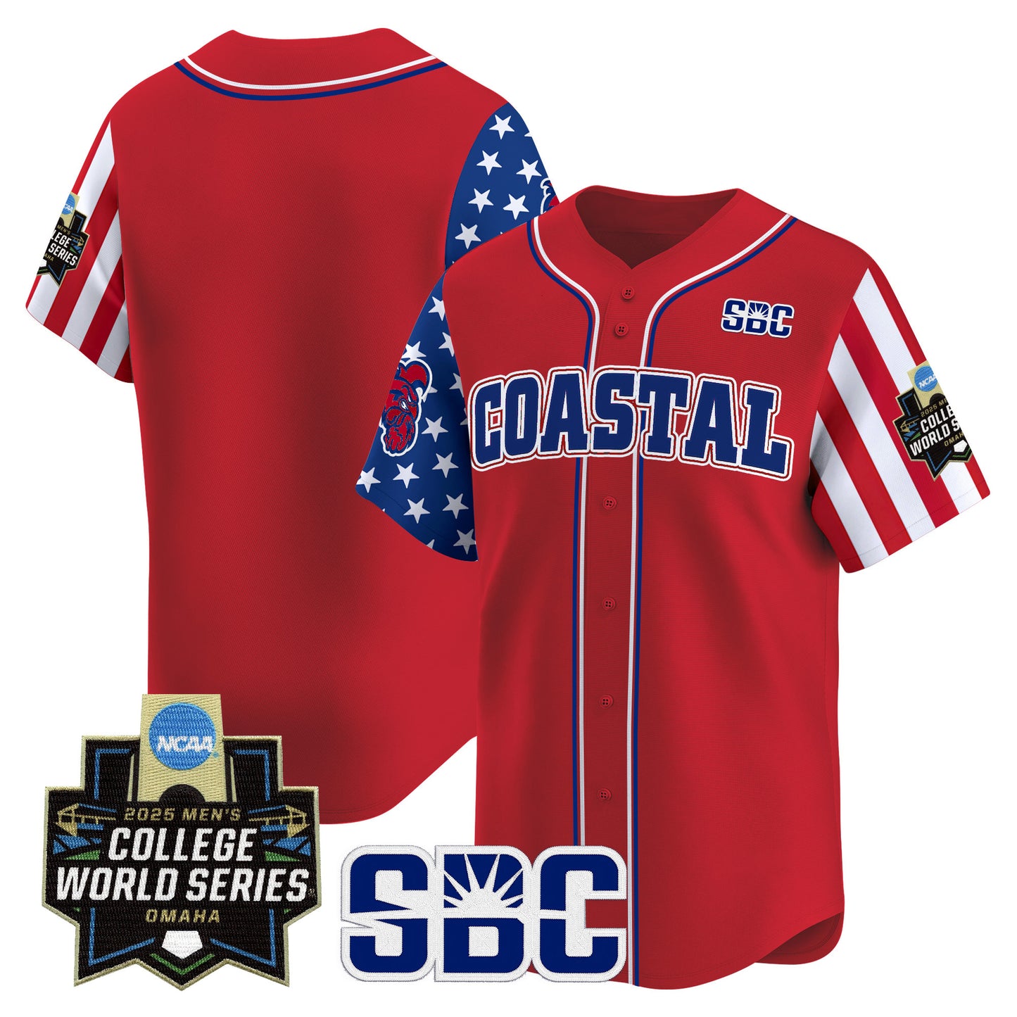Men's Coastal Carolina Chanticleers 2025 Independence Day Vapor Premier Limited Jersey - World Series Patch - All Stitched