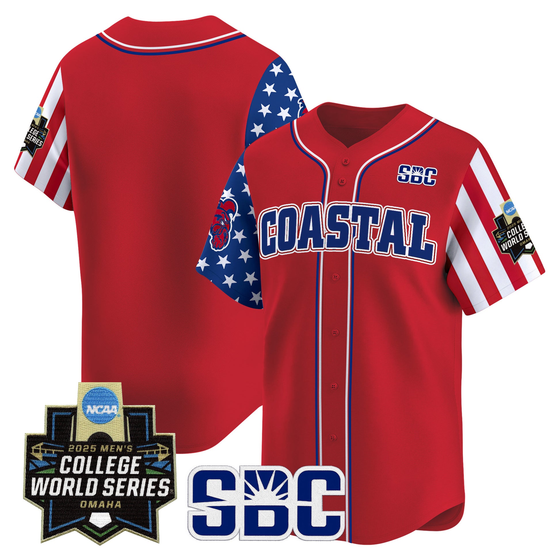 Men's Coastal Carolina Chanticleers 2025 Independence Day Vapor Premier Limited Jersey - World Series Patch - All Stitched