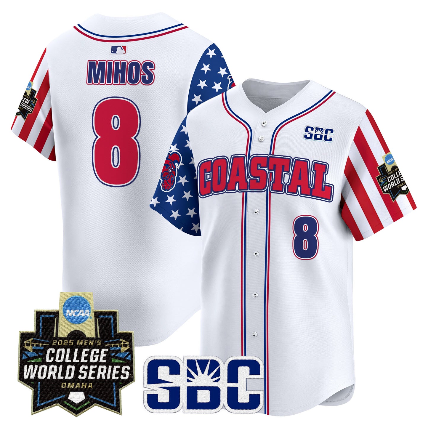 Men's Coastal Carolina Chanticleers 2025 Independence Day Vapor Premier Limited Jersey - World Series Patch - All Stitched