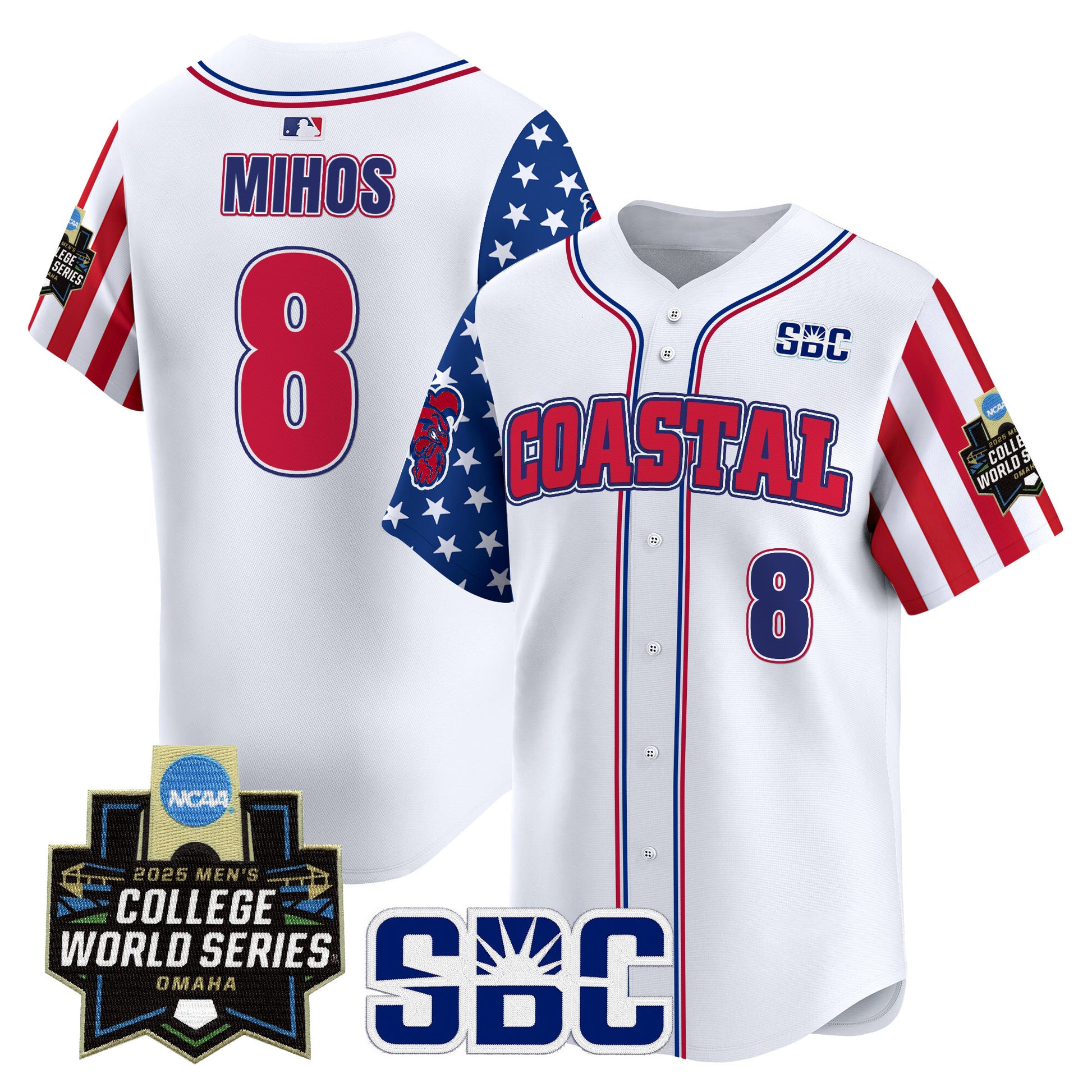 Men's Coastal Carolina Chanticleers 2025 Independence Day Vapor Premier Limited Jersey - World Series Patch - All Stitched