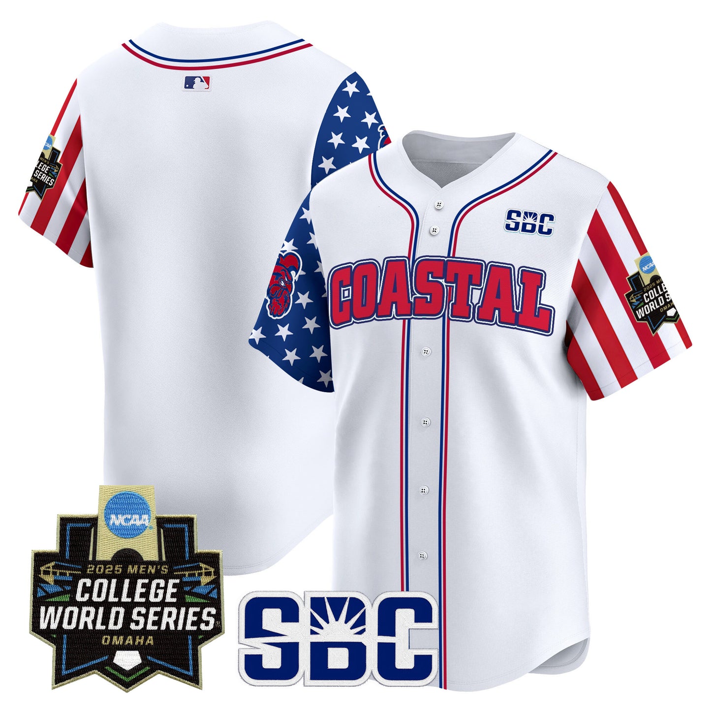 Men's Coastal Carolina Chanticleers 2025 Independence Day Vapor Premier Limited Jersey - World Series Patch - All Stitched
