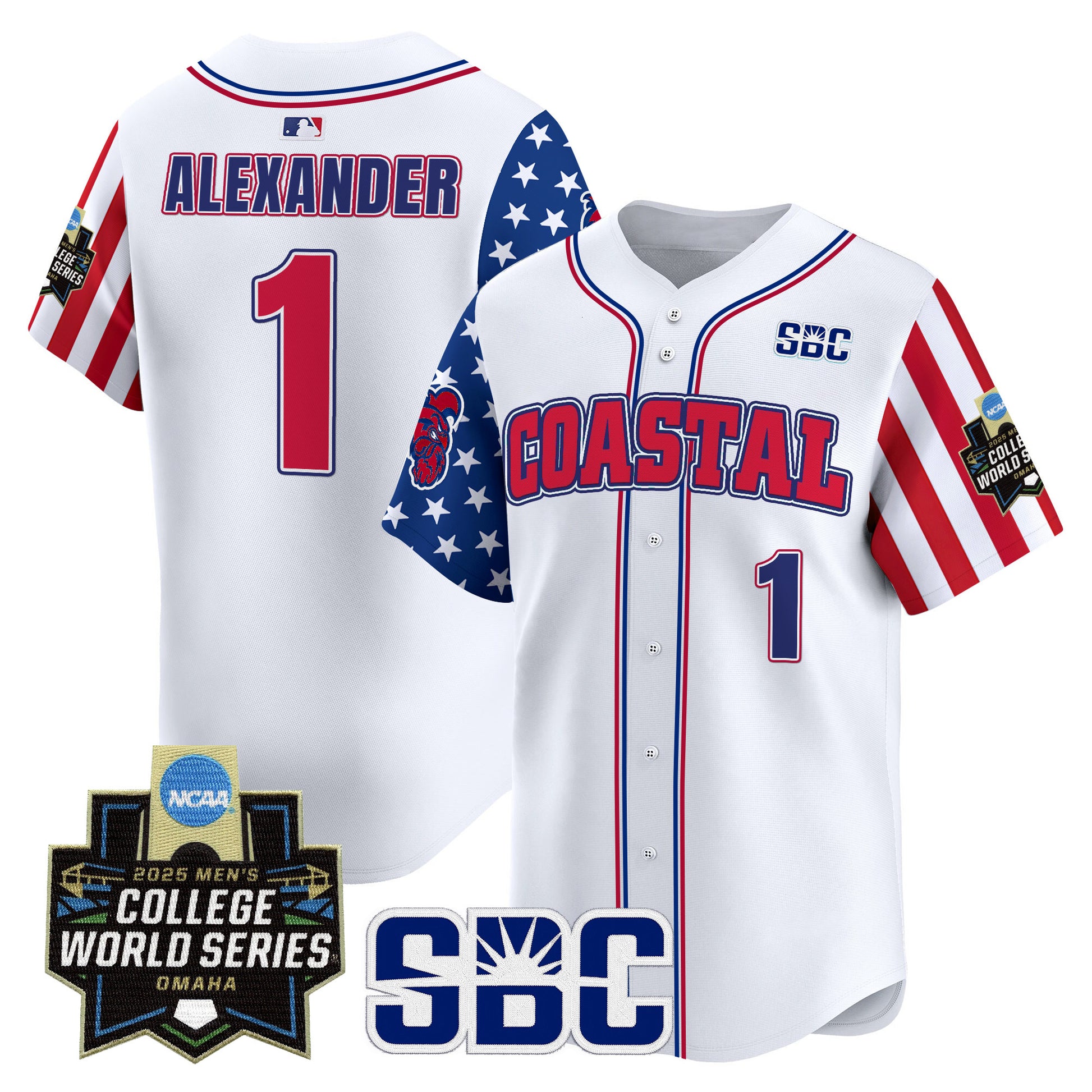 Men's Coastal Carolina Chanticleers 2025 Independence Day Vapor Premier Limited Jersey - World Series Patch - All Stitched