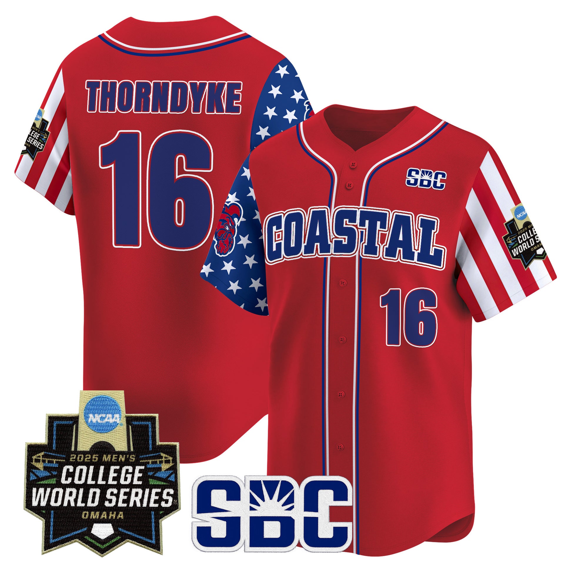 Men's Coastal Carolina Chanticleers 2025 Independence Day Vapor Premier Limited Jersey - World Series Patch - All Stitched