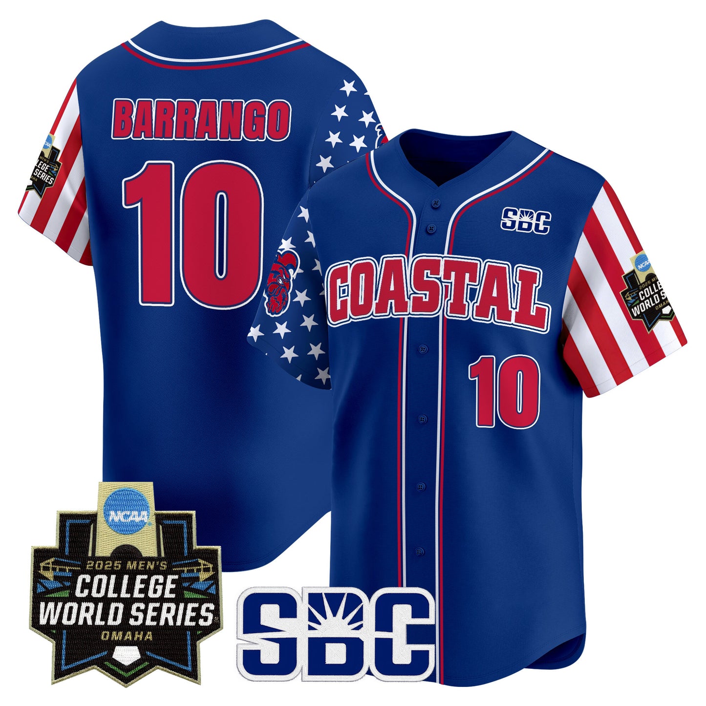 Men's Coastal Carolina Chanticleers 2025 Independence Day Vapor Premier Limited Jersey - World Series Patch - All Stitched