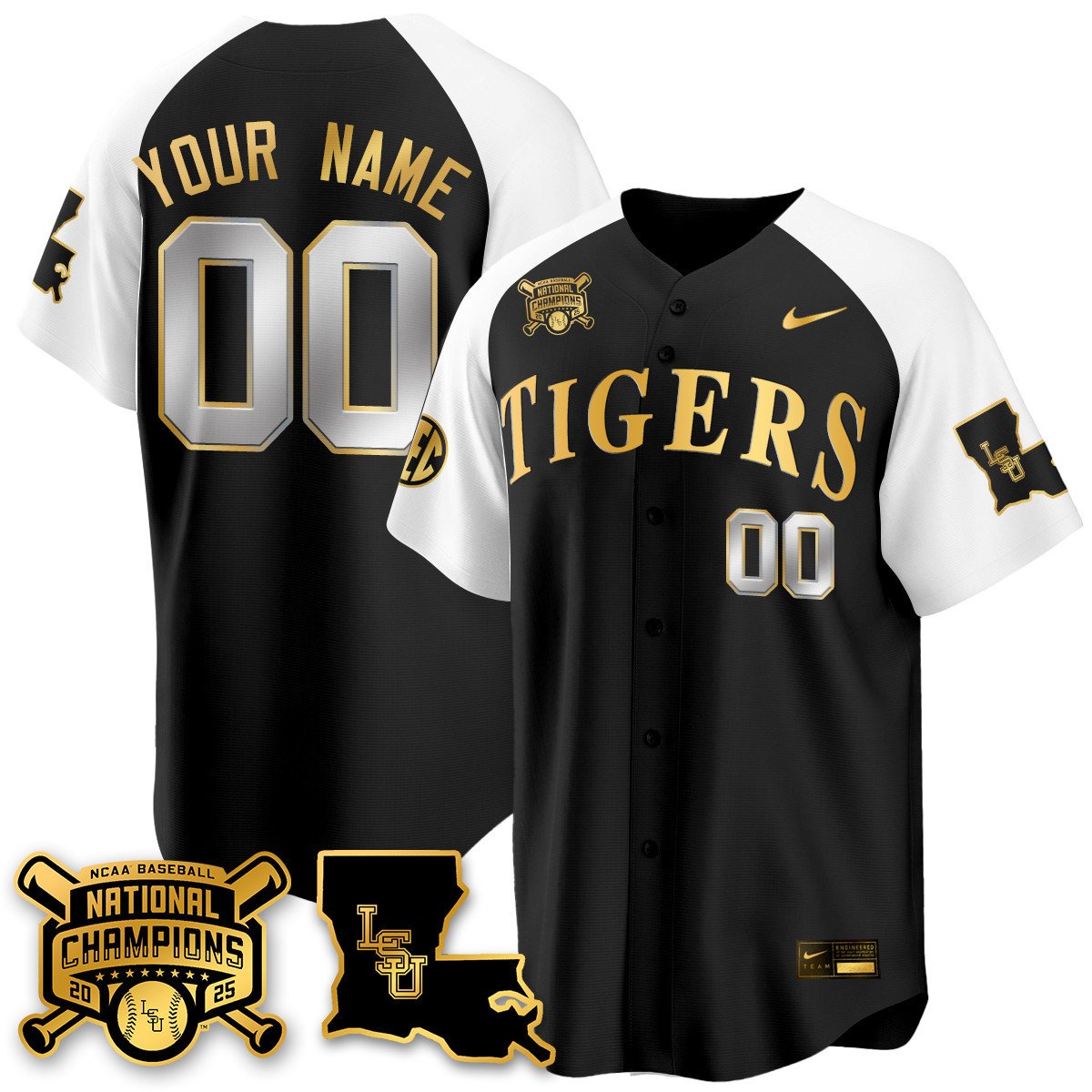 LSU Tigers 2025 World Series Champions Limited Gold Custom Jersey - All Stitched