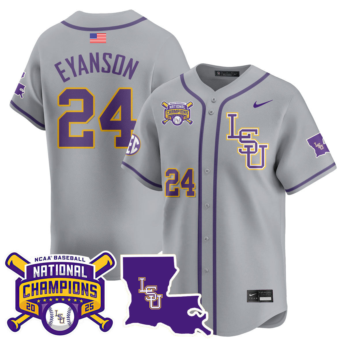 Men's LSU Tigers 2025 World Series Champions Limited Jersey - All Stitched