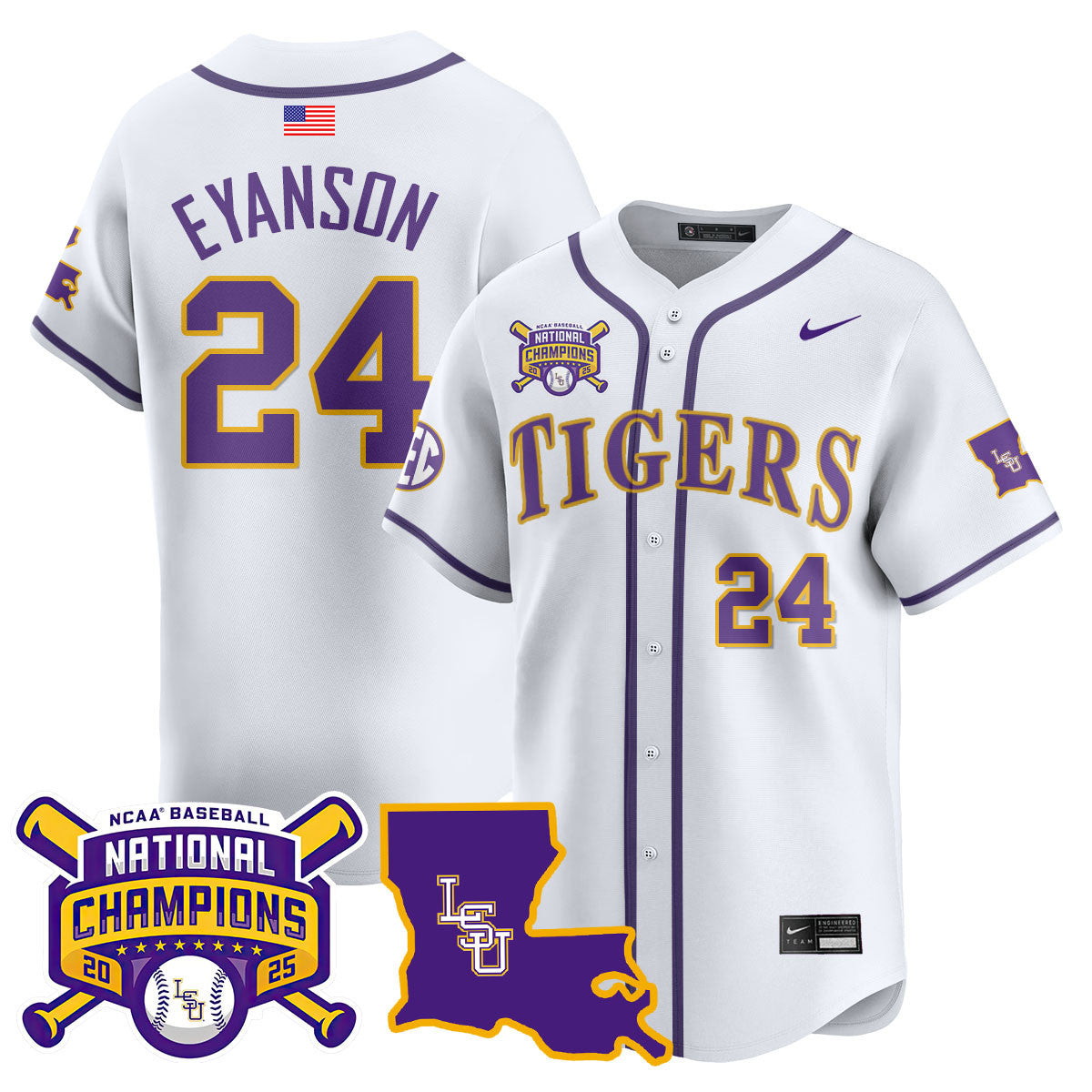 LSU Tigers 2025 World Series Champions Limited Jersey - All Stitched