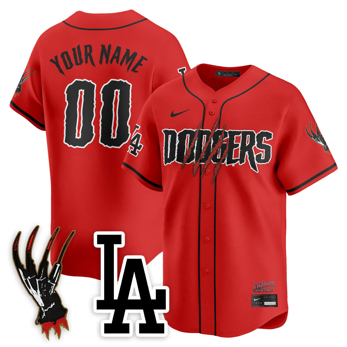 Los Angeles Dodgers "A Nightmare on Elm Street" Custom Jersey - Stitched
