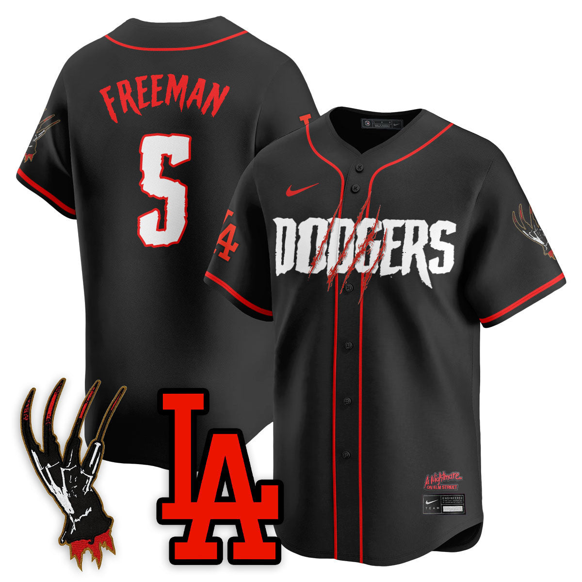 Los Angeles Dodgers "A Nightmare on Elm Street" Custom Jersey - Stitched