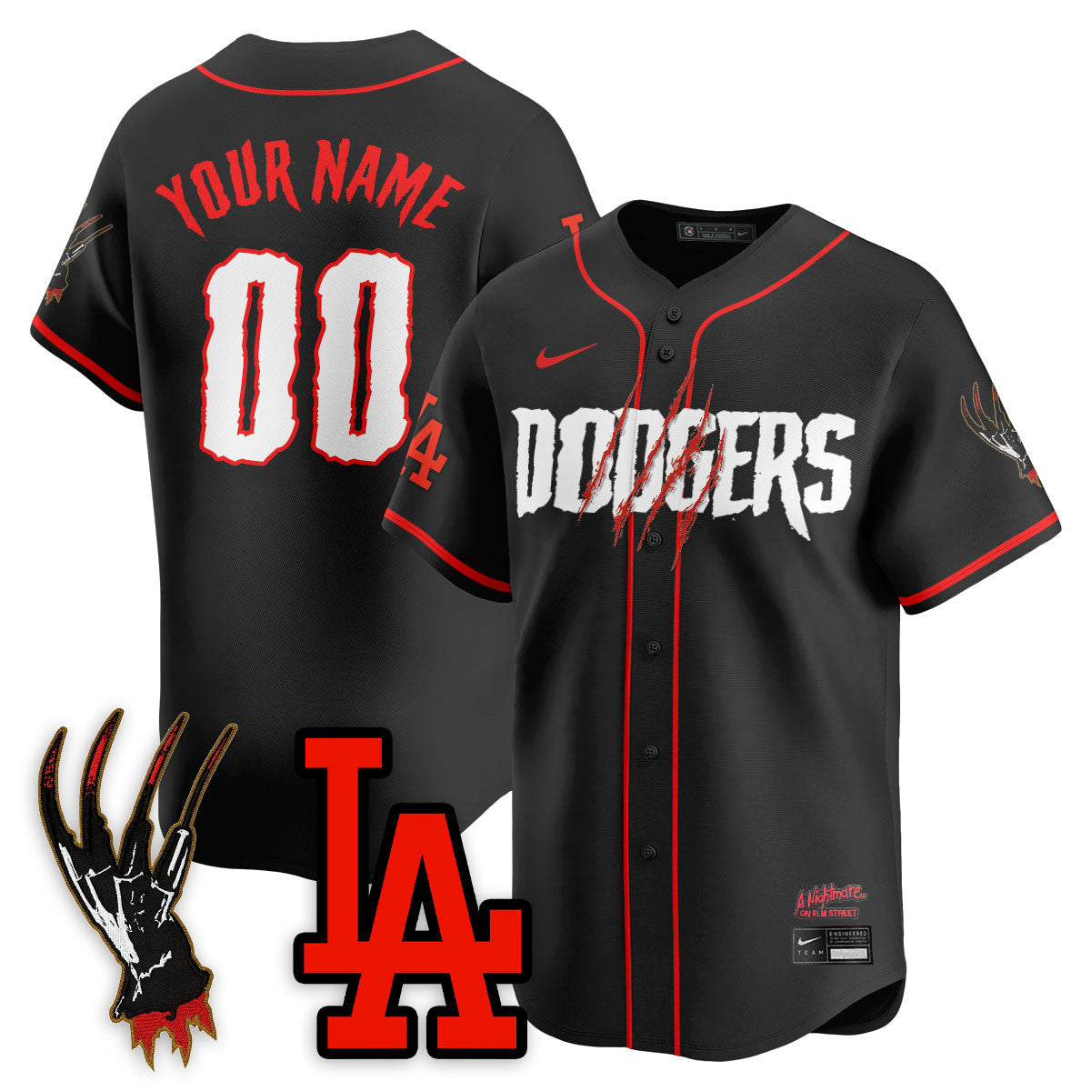 Los Angeles Dodgers "A Nightmare on Elm Street" Custom Jersey - Stitched