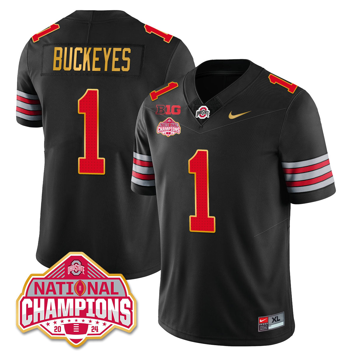 Ohio State Buckeyes 'Heritage Stripe' 2025 CFP Patch - National Champions Jersey - All Stitched