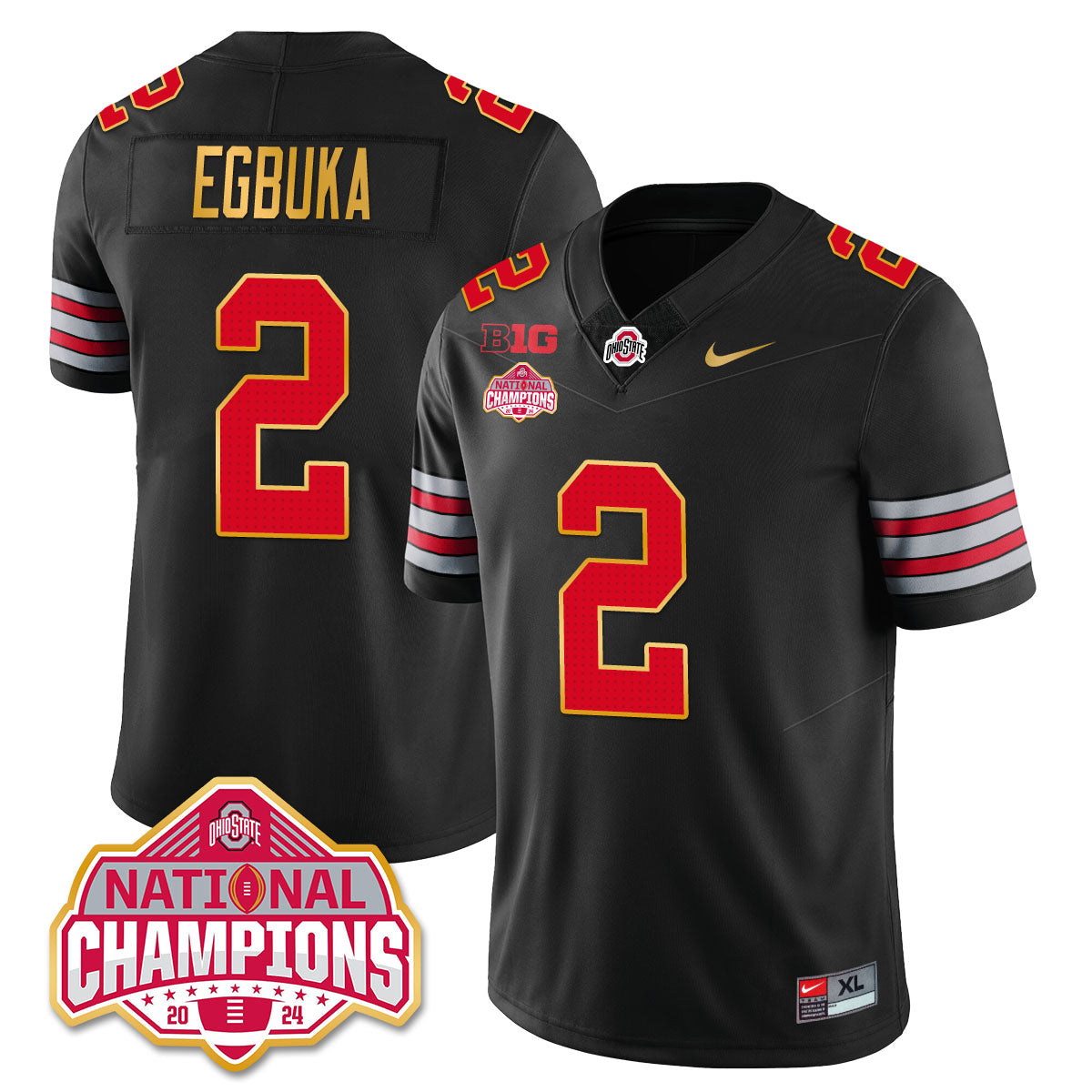 Ohio State Buckeyes 'Heritage Stripe' 2025 CFP Patch - National Champions Jersey - All Stitched